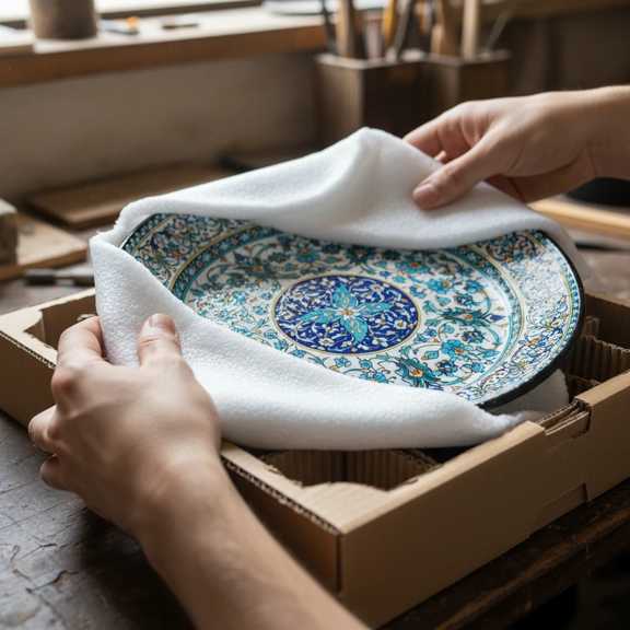 راهنمای کامل بستهبندی وسایل شکستنی 3 بستهبندی ظروف زینتی